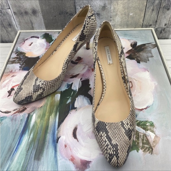 Cole Haan Shoes - Cole Haan Harlow Snakeskin Embossed Leather Heels Size 9.5